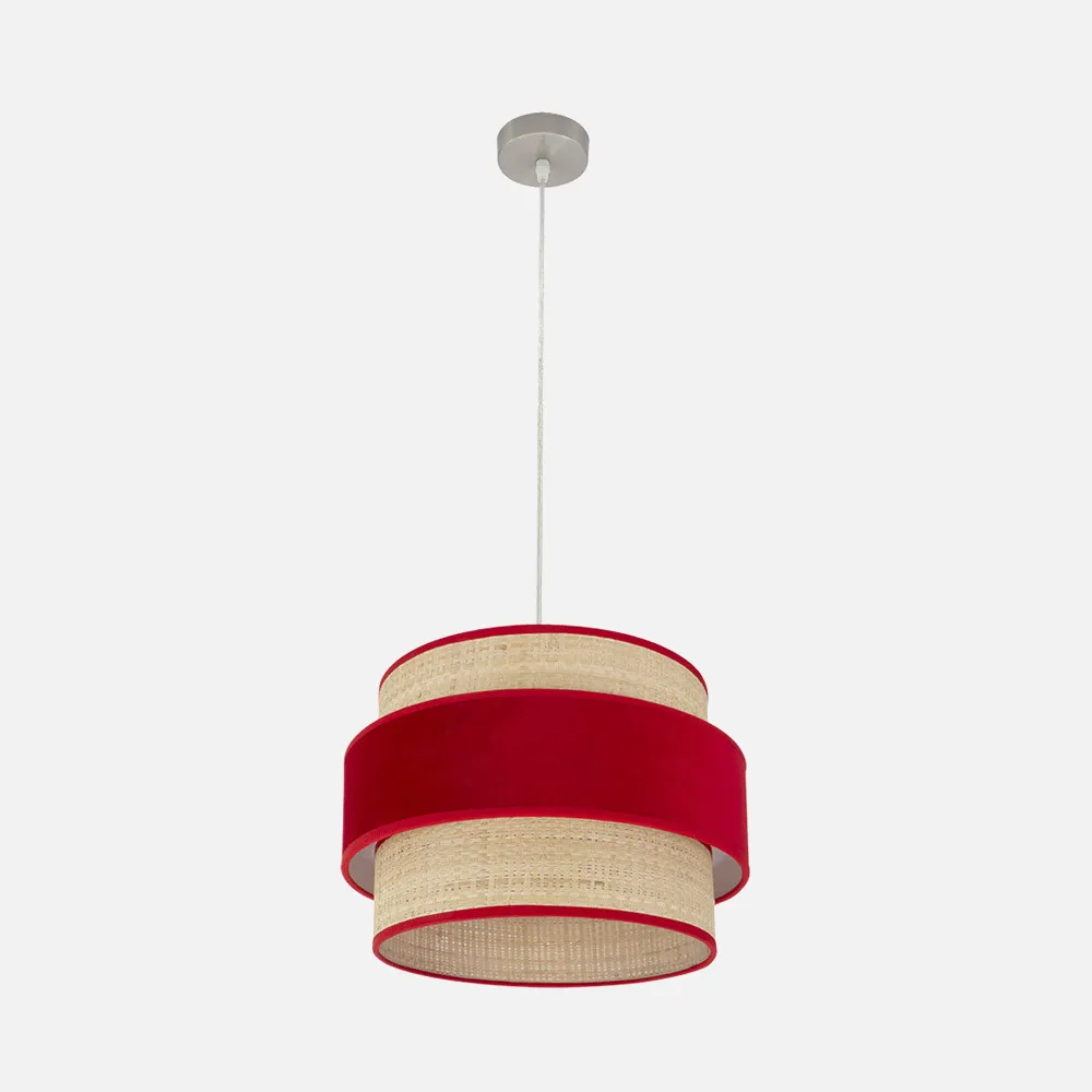 177494007 - Colgante Reyes 1xe27 Niquel/natural-rojo Regx40x40 Cm
