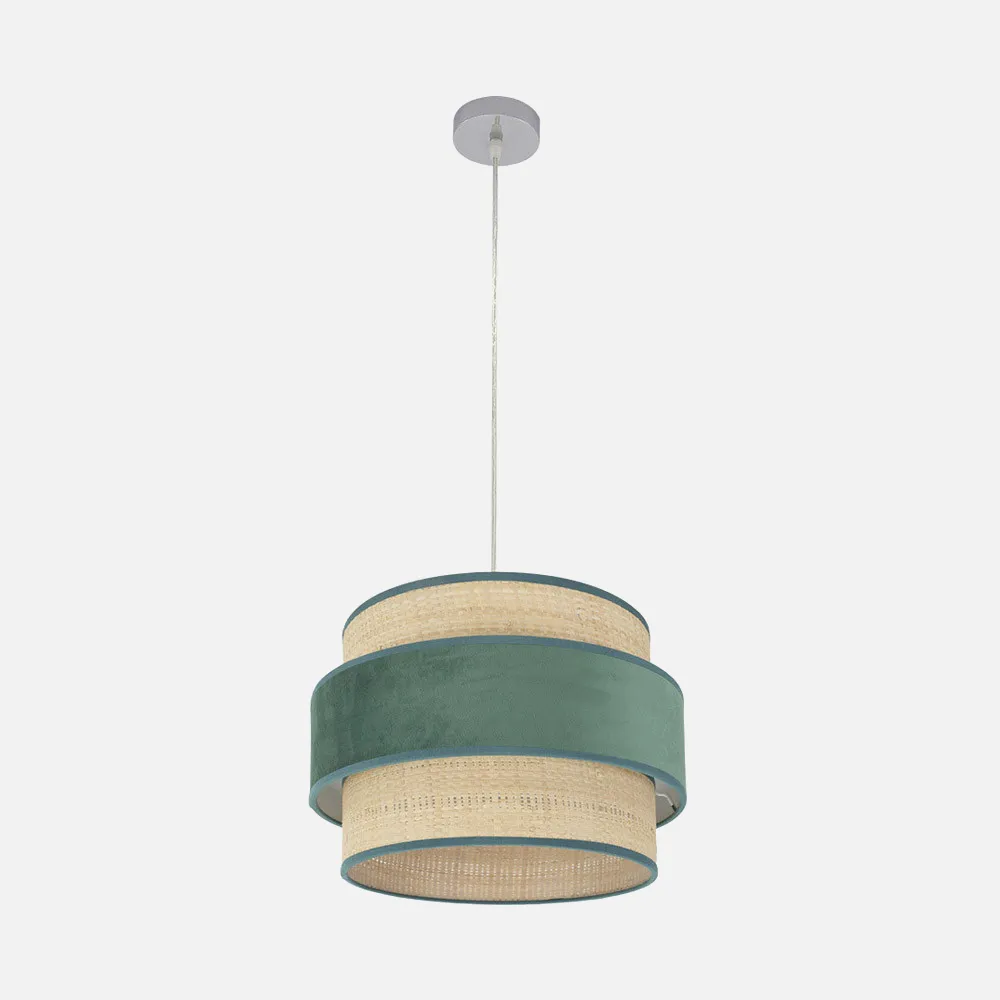 Colgante Reyes 1xe27 Cromo/natural-verde Regx40x40 Cm