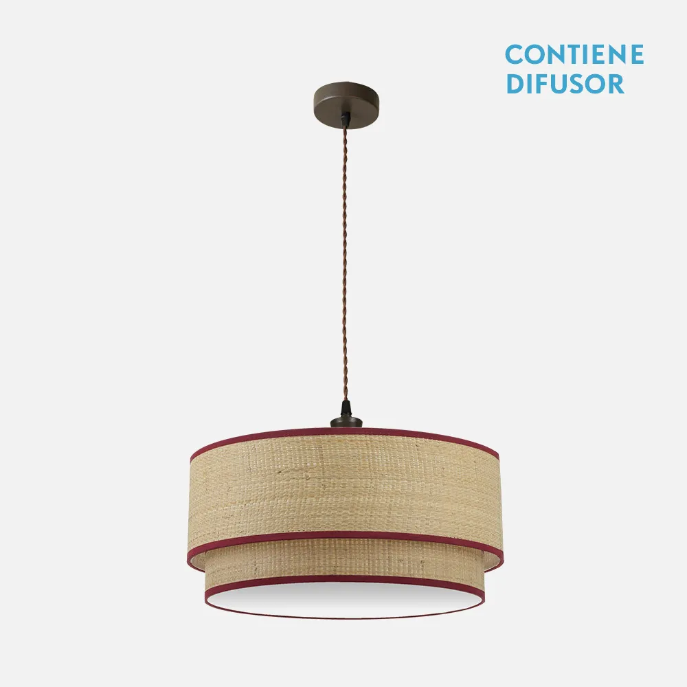 172896007 - Pendant light Roque 3xe27 Natural/red Regx60x60 Cm