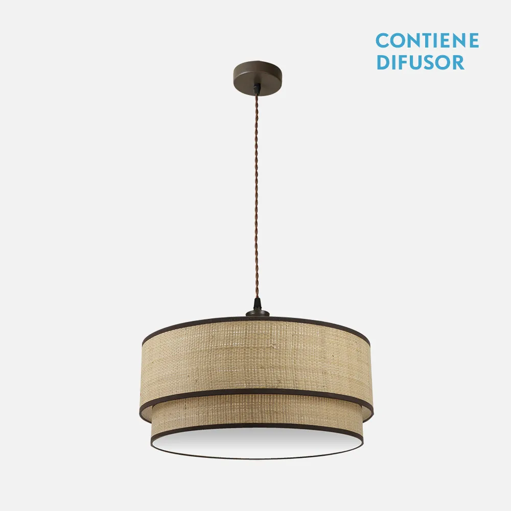172896002 - Colgante Roque 3xe27 Natural/marron Regx60x60 Cm