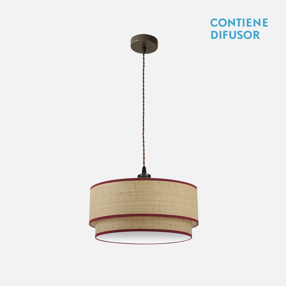 172895007 - Colgante Roque 2xe27 Natural/rojo Regx50x50 Cm