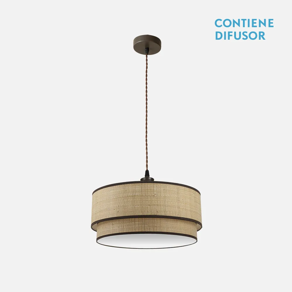 172895002 - Colgante Roque 2xe27 Natural/marron Regx50x50 Cm