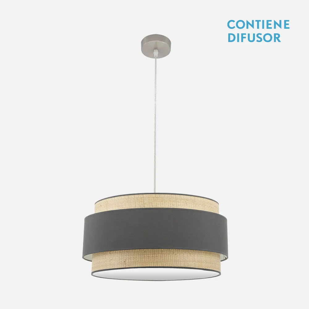 174296028 - Kandy Pendant 3xe27 Natural/ cinzento Regx60x60 Cm