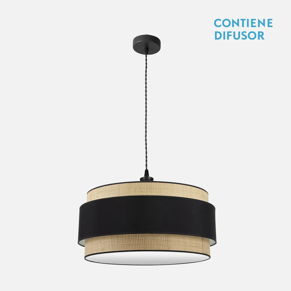 174296009 - Colgante Kandy 3xe27 Natural/negro Regx60x60 Cm