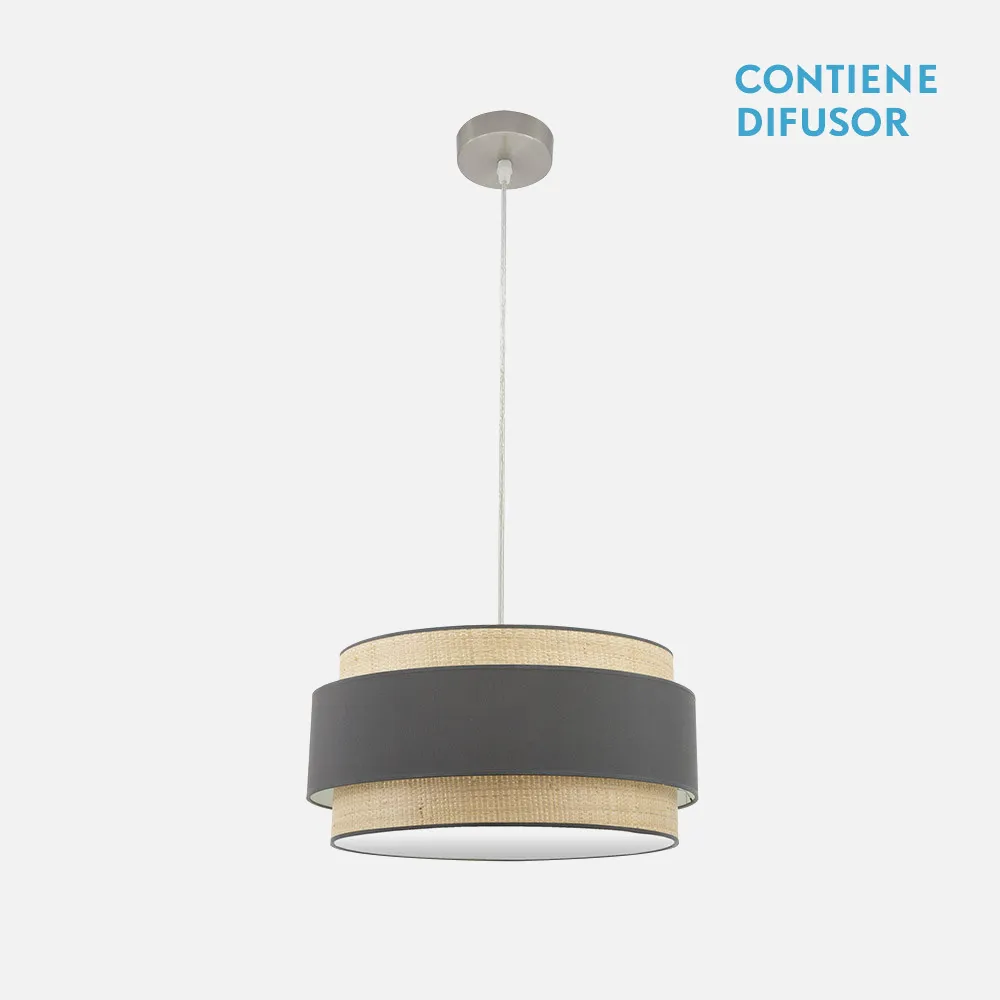 174295028 - Pendant light Kandy 2xe27 Natural/grey Regx50x50 Cm