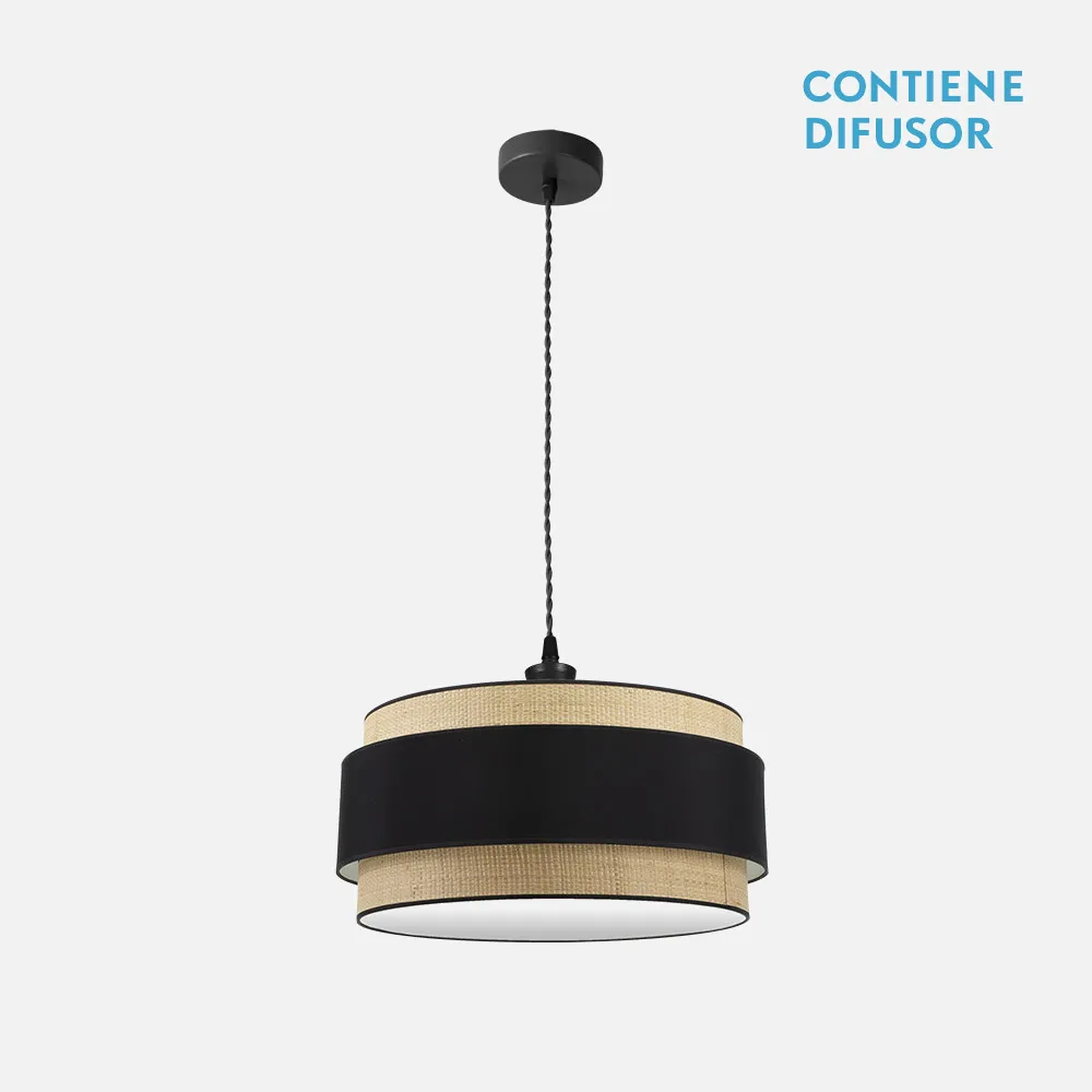 174295009 - Colgante Kandy 2xe27 Natural/negro Regx50x50 Cm