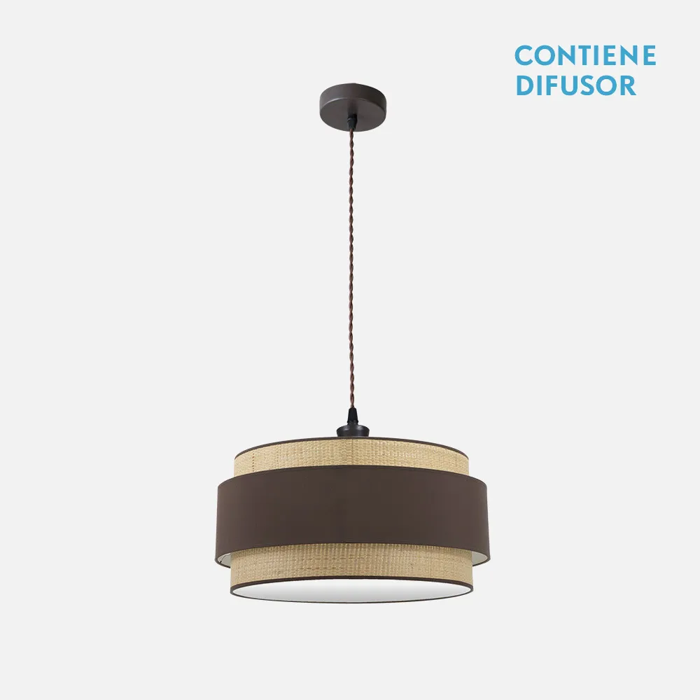 174295002 - Colgante Kandy 2xe27 Natural/marron Regx50x50 Cm