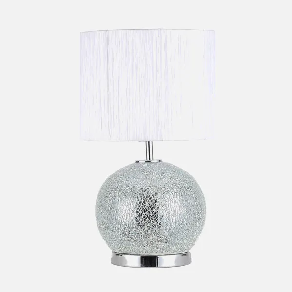 Table lamp Glass Secoya 1xe27+LED 5W 4000K 2 Encend.indep  50x30x30 Cm Mosaic Mirror/chrome  C/pant White