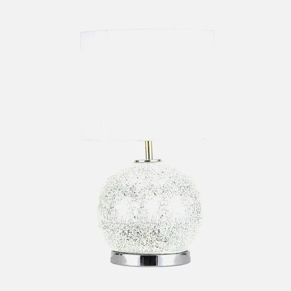 Sobremesa Cristal Secoya 1xe27+LED 5W 4000K 2 Encend.indep  50x30x30 Cm Mosaico Espejo/cromo  C/pant Blanca 
