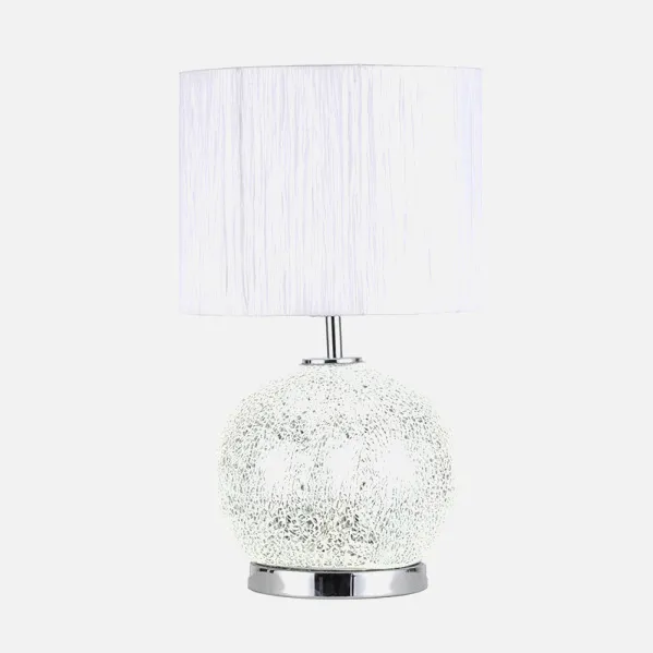 Sobremesa Cristal Secoya 1xe27+LED 5W 4000K 2 Encend.indep  50x30x30 Cm Mosaico Espejo/cromo  C/pant Blanca 