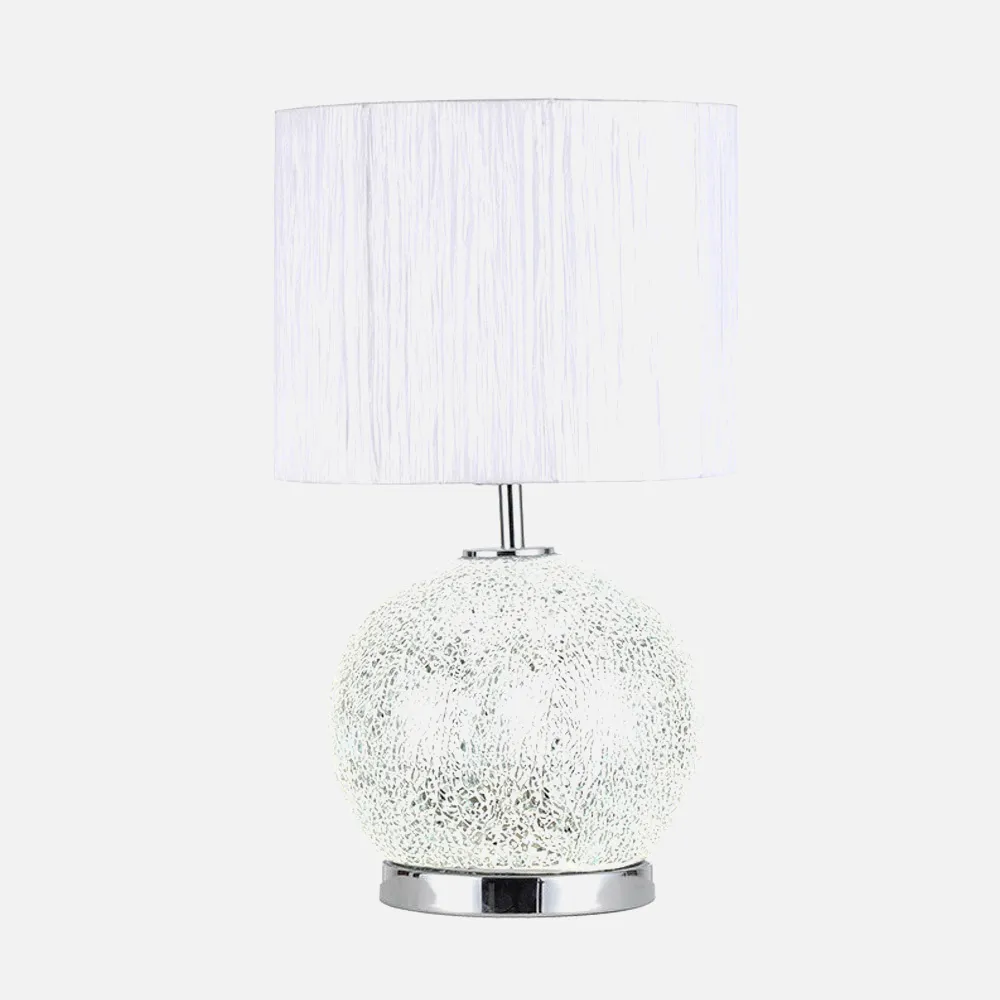 Sobremesa Cristal Secoya 1xe27+LED 5W 4000K 2 Encend.indep  50x30x30 Cm Mosaico Espejo/cromo  C/pant Blanca 