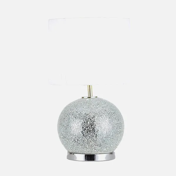 Table lamp Glass Secoya 1xe27+LED 5W 4000K 2 Encend.indep  50x30x30 Cm Mosaic Mirror/chrome  C/pant White