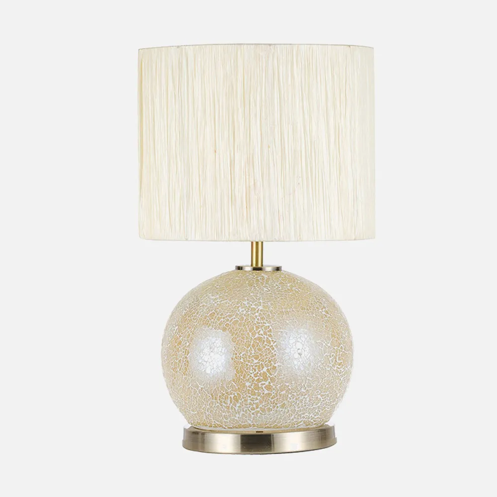 Sobremesa Cristal Secoya 1xe27+LED 5W 4000K 2 Encend.indep  50x30x30 Cm Mosaico Ambar/cuero  C/pant Beis 