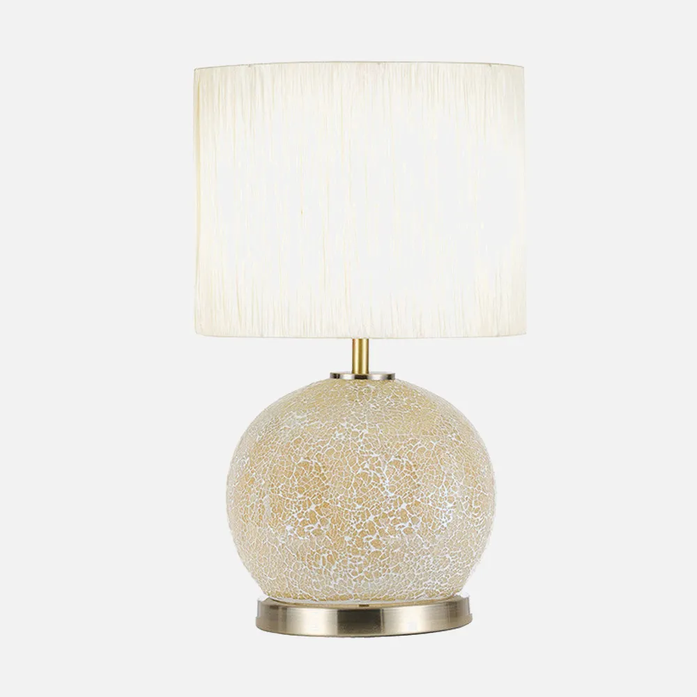 Sobremesa Cristal Secoya 1xe27+LED 5W 4000K 2 Encend.indep  50x30x30 Cm Mosaico Ambar/cuero  C/pant Beis 
