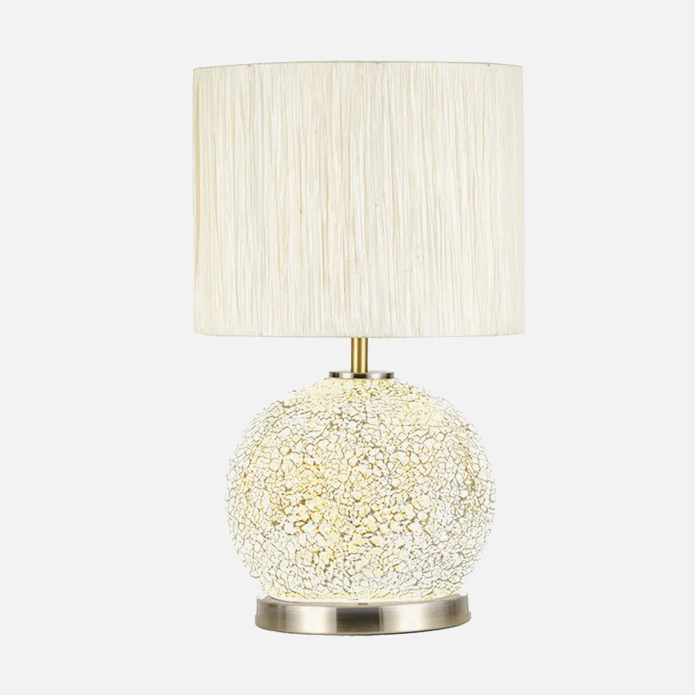 Sobremesa Cristal Secoya 1xe27+LED 5W 4000K 2 Encend.indep  50x30x30 Cm Mosaico Ambar/cuero  C/pant Beis 