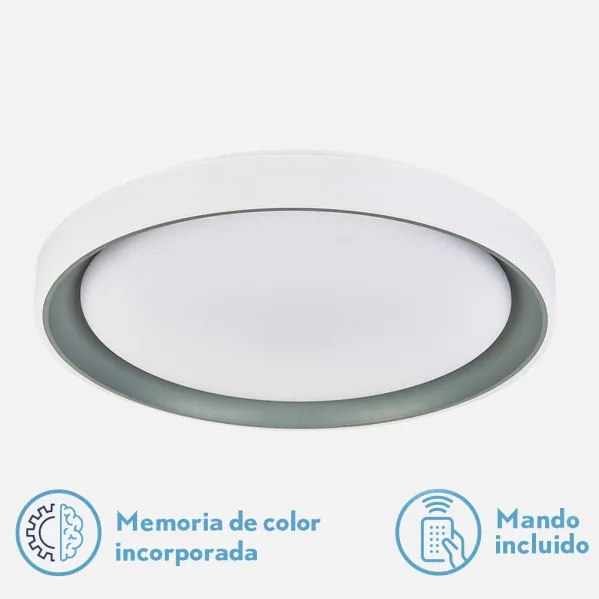 Plafon Luanda 96w 3000-4000-6000k Gris Red.7x49,5d   10800lm Reg.intens. C.remoto C/memoria