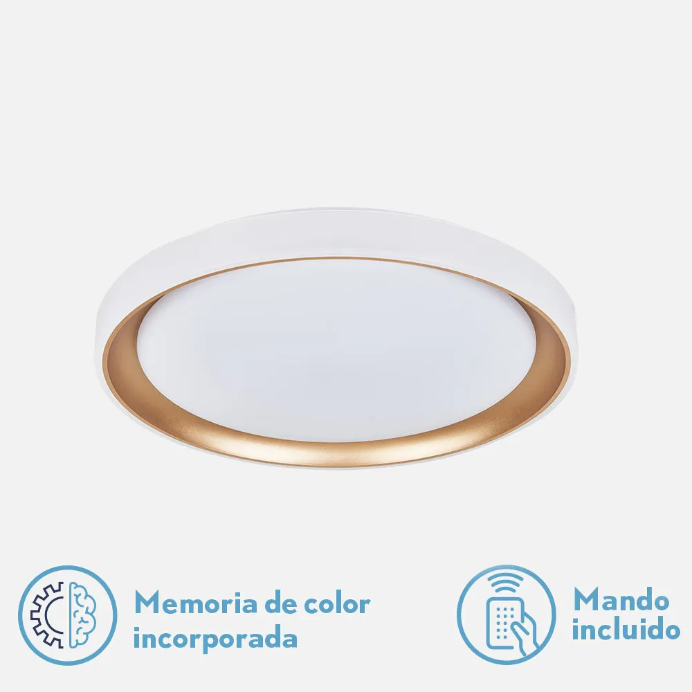 Plafon Luanda 48w 3000-4000-6000k Oro Red.7x39,5x39,5 Cm 4800lm Reg.intens. C.remoto C/memoria