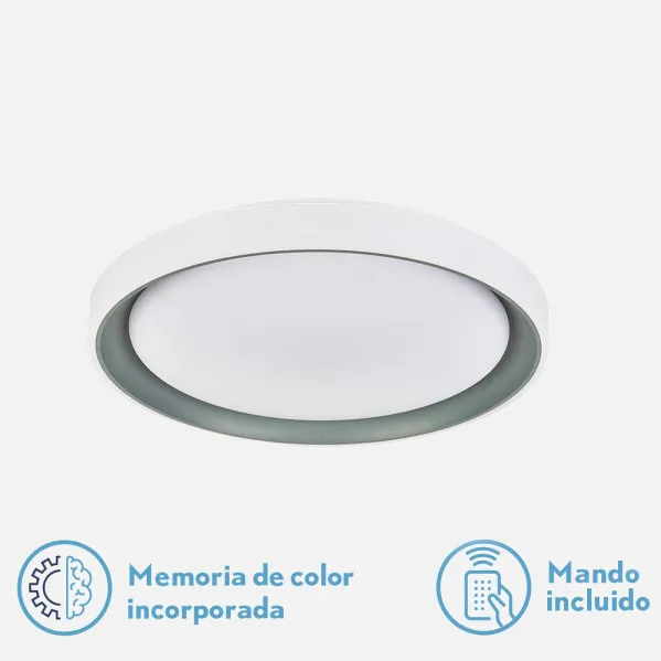 Plafon Luanda 48w 3000-4000-6000k Gris Red.7x39,5d  4800lm Reg.intens. C.remoto C/memoria