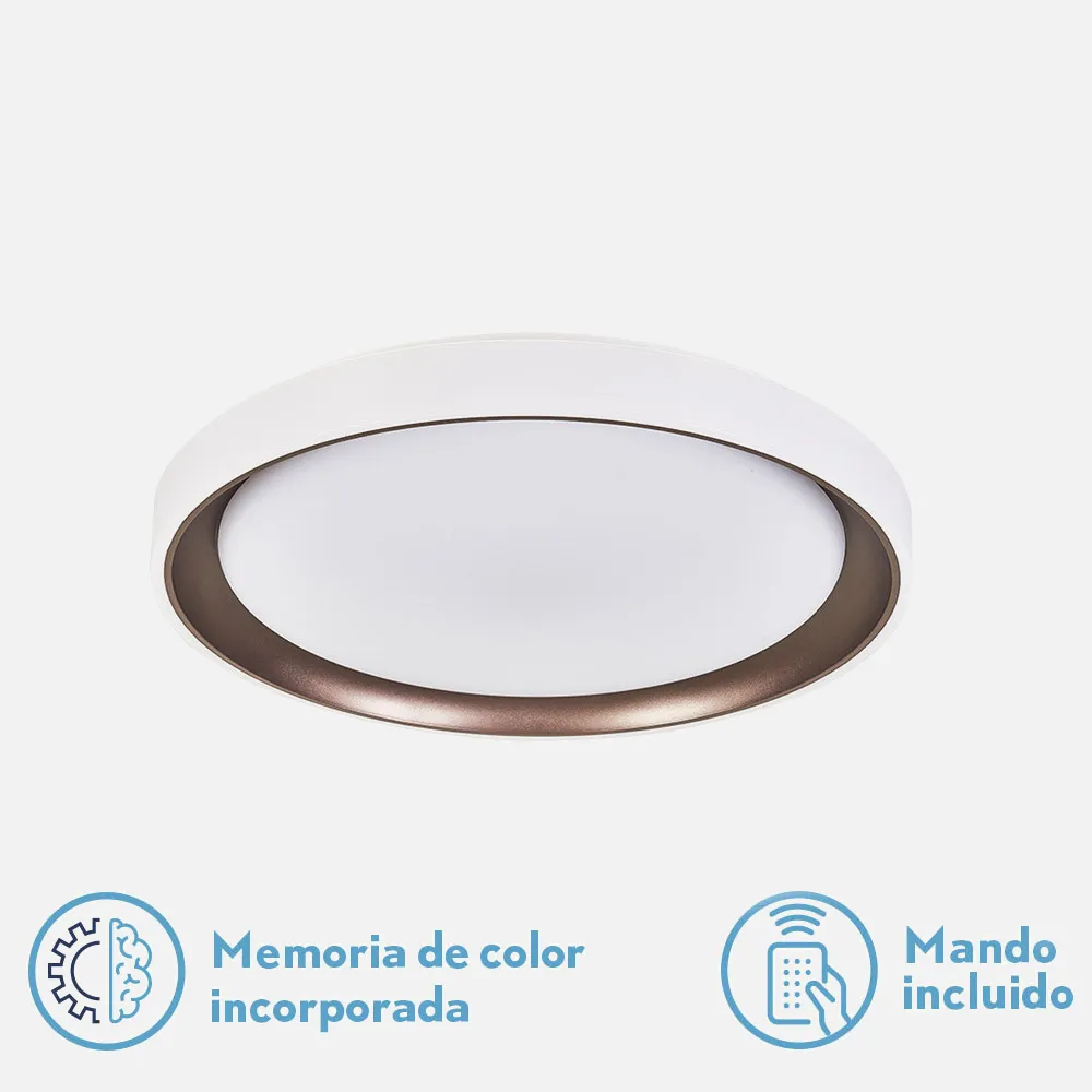 Plafon Luanda 48w 3000-4000-6000k Marron 7x39,5x39,5 Cm 4800lm Reg.intens. C.remoto C/memoria