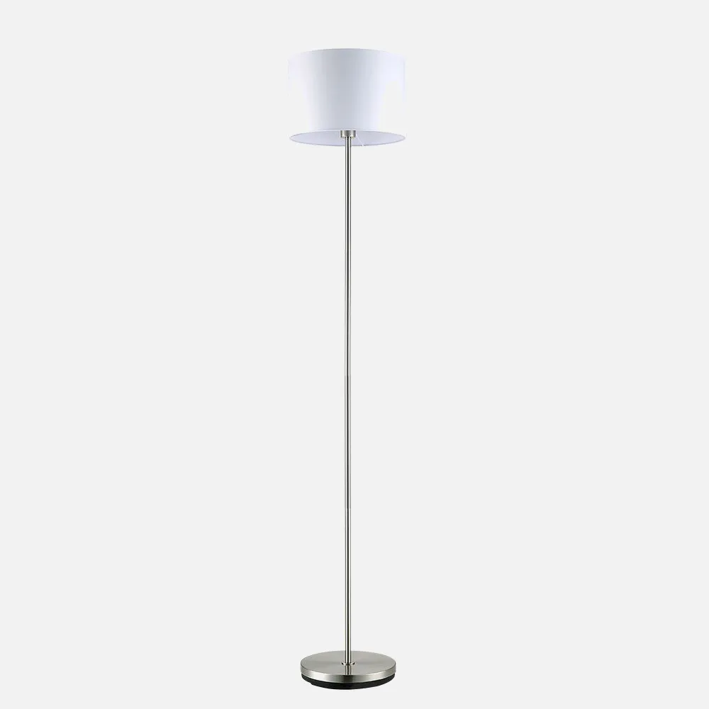Pie De Salon Aldebaran 1xe27 Niquel C/pant Blanca 170x35x35 Cm