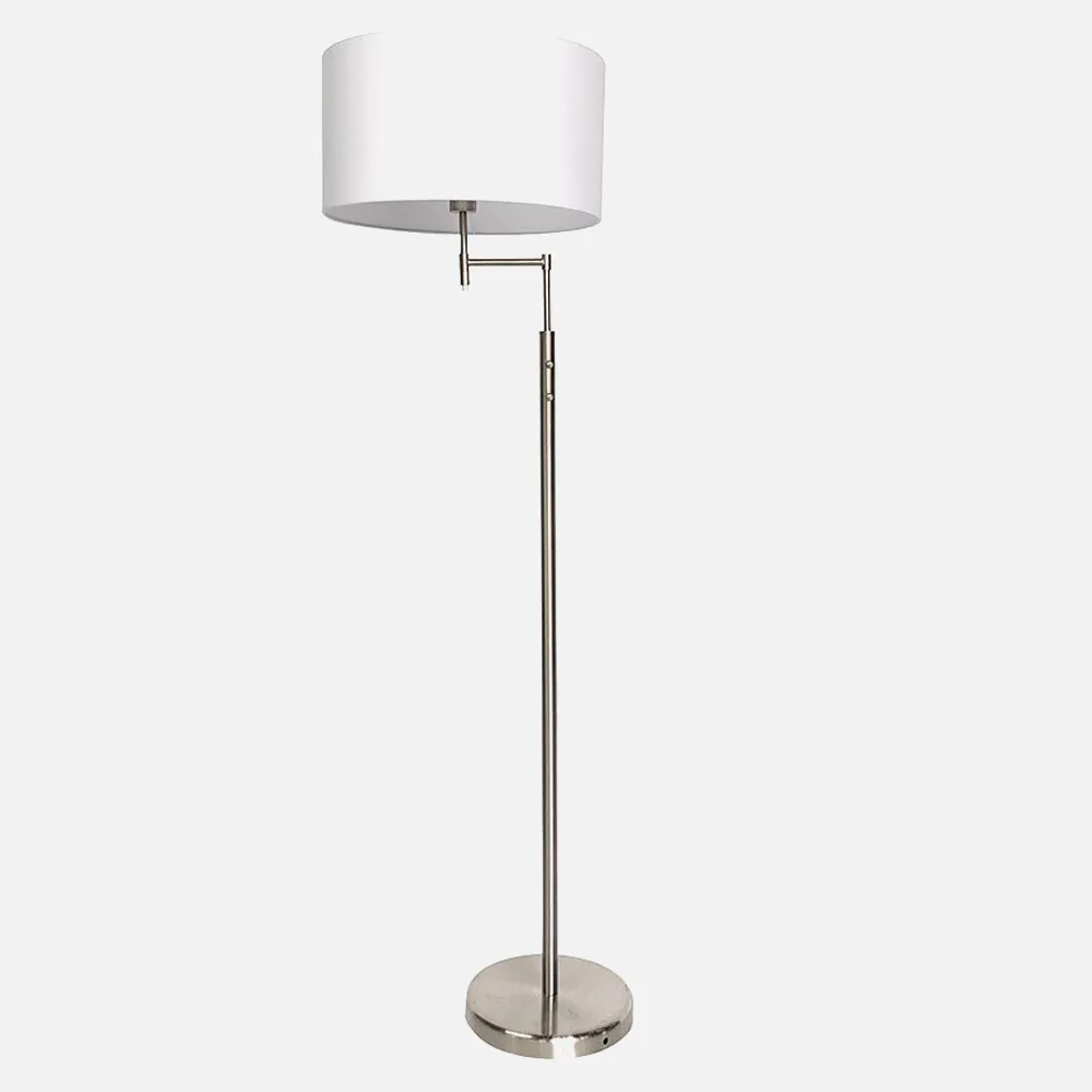 Pie De Salon Centauri 1xe27 Niquel C/ Pant Blanca  Lector 3w 4000k 161x35x35 Cm