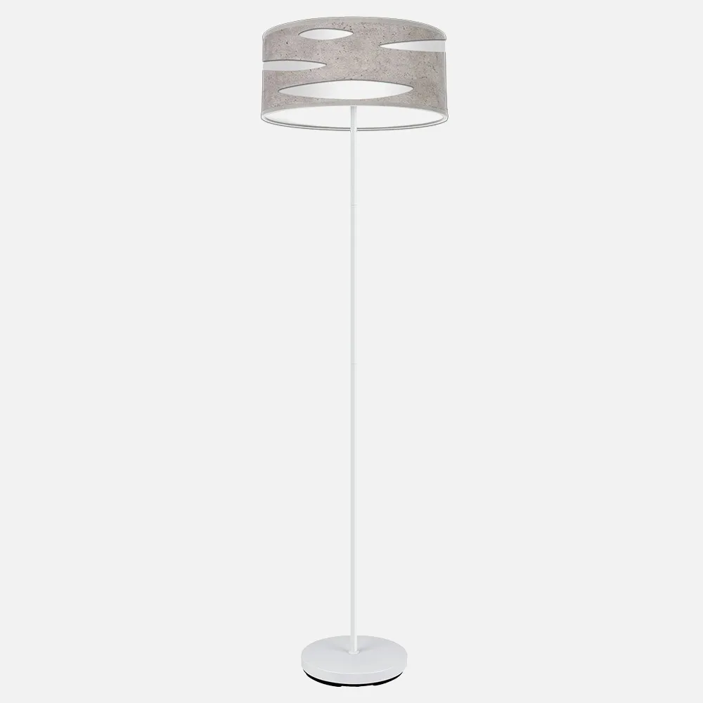 177141028 - Pie Salon Odra 1xe27 Blanco/cemento Gris 165x40x40 Cm