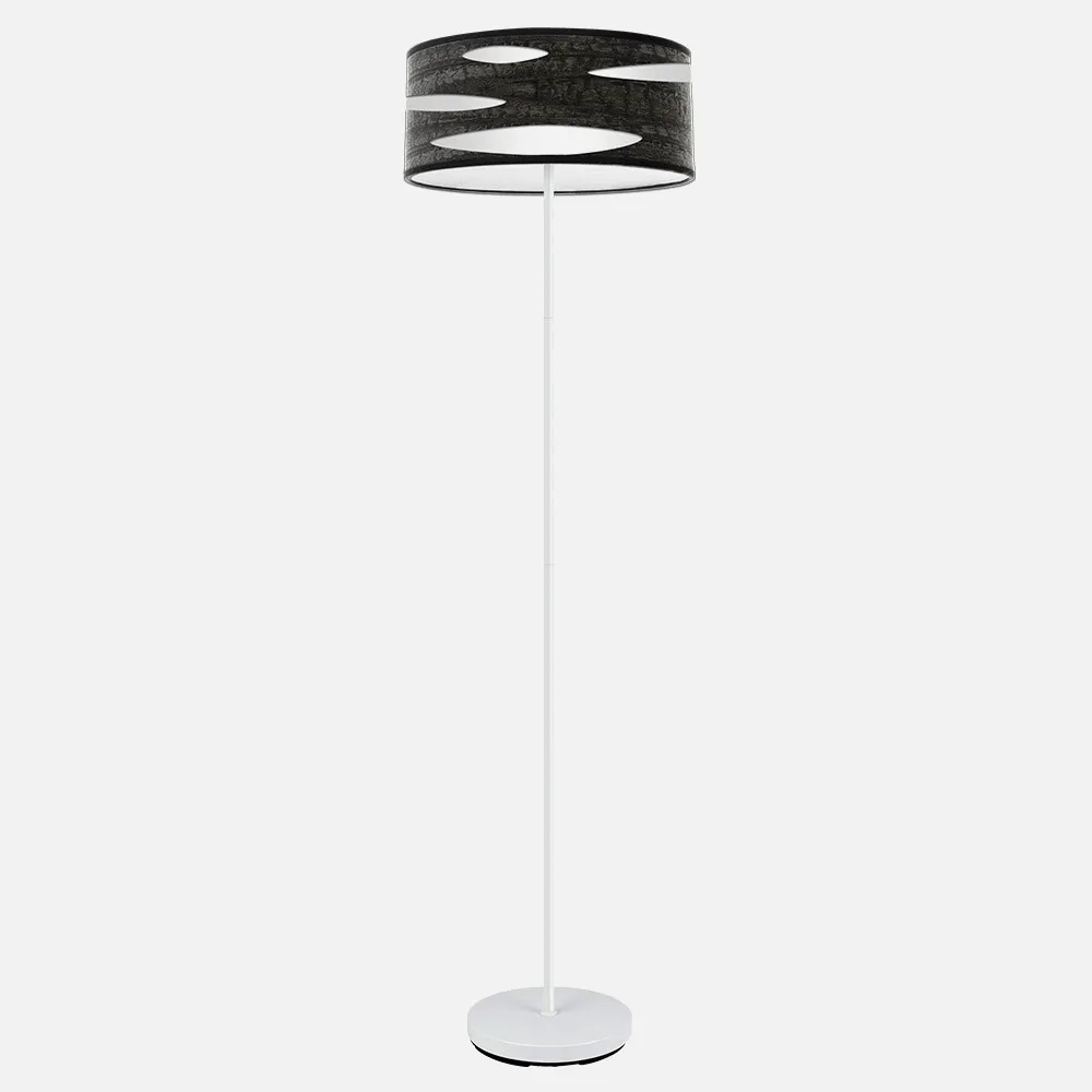 177141009 - Pie Salon Odra 1xe27 Blanco/madera Negra 165x40x40 Cm