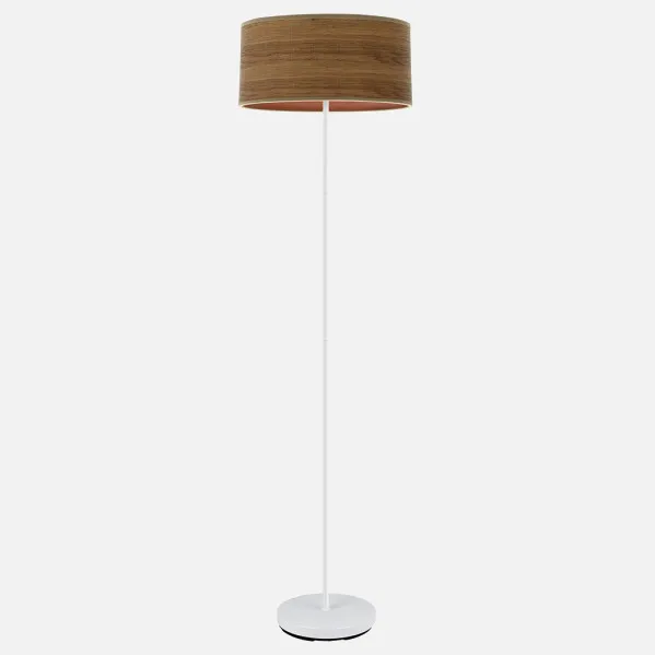 Pie Salon Jerte 1xe27  Blanco/madera Oscura 165x40x40 Cm
