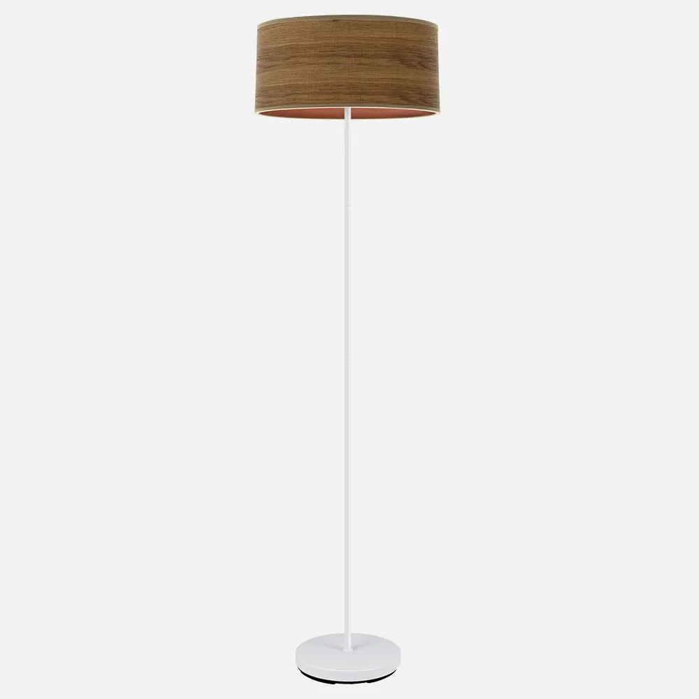 Pie Salon Jerte 1xe27  Blanco/madera Oscura 165x40x40 Cm