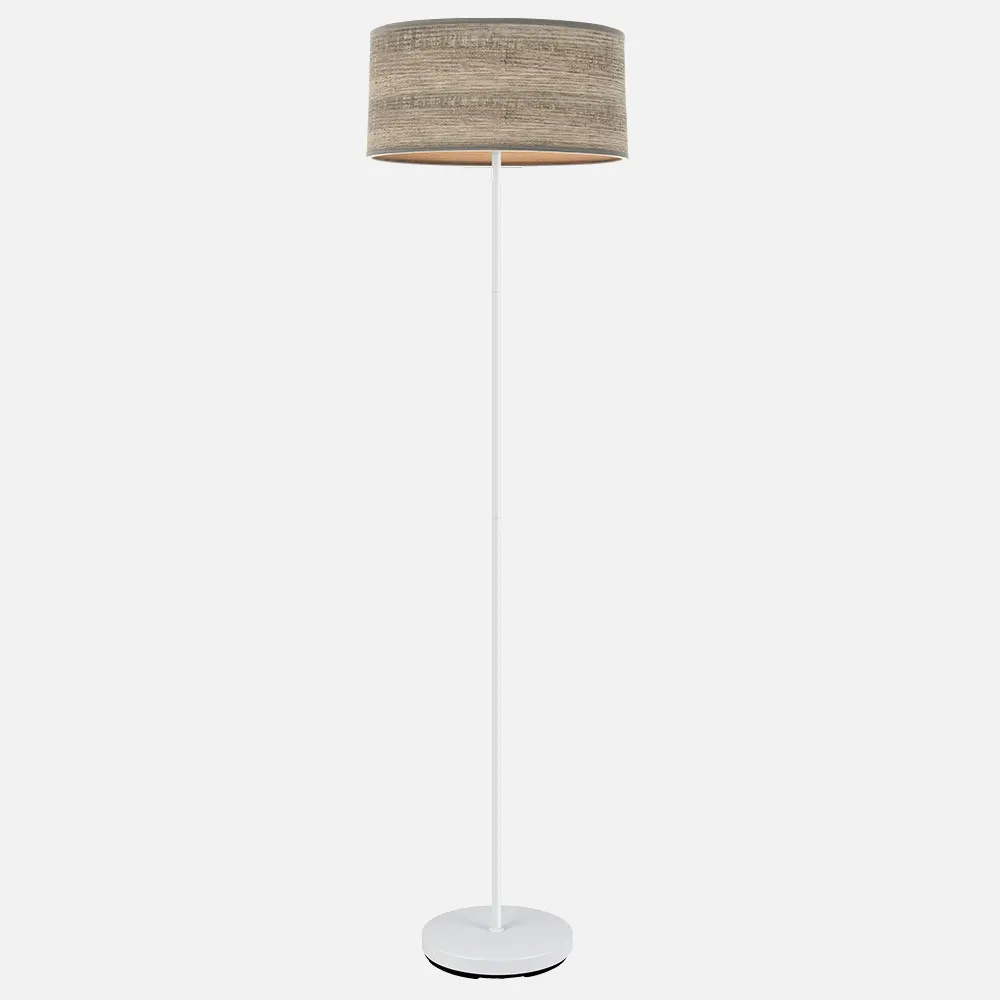 176841083 - Pie Salon Jerte 1xe27  Blanco/madera Gris 165x40x40 Cm