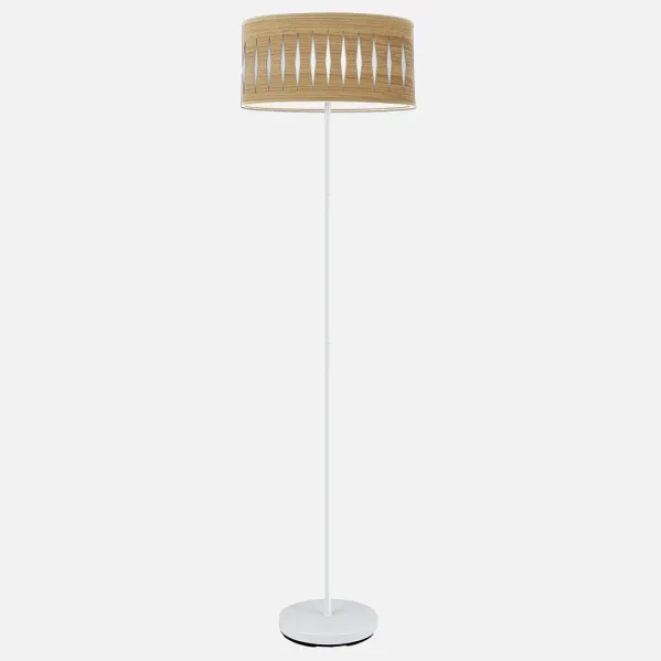 Pie Salon Piron 1xe27 Blanco/madera Clara 165x40x40 Cm