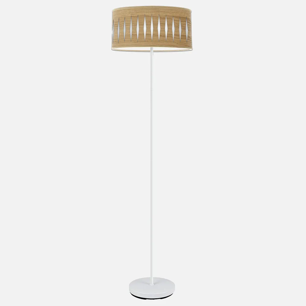 Pie Salon Piron 1xe27 Blanco/madera Clara 165x40x40 Cm