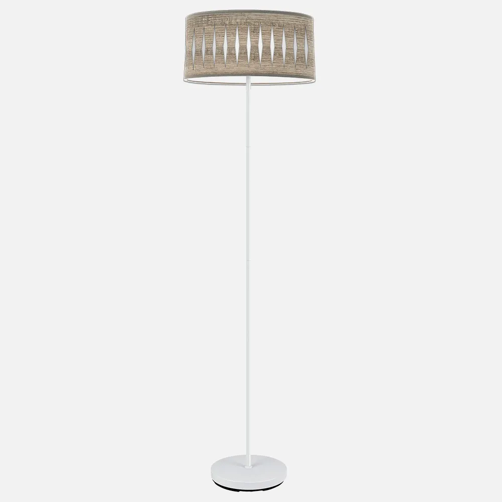 177241083 - Pie Salon Piron 1xe27 Blanco/madera Gris 165x40x40 Cm