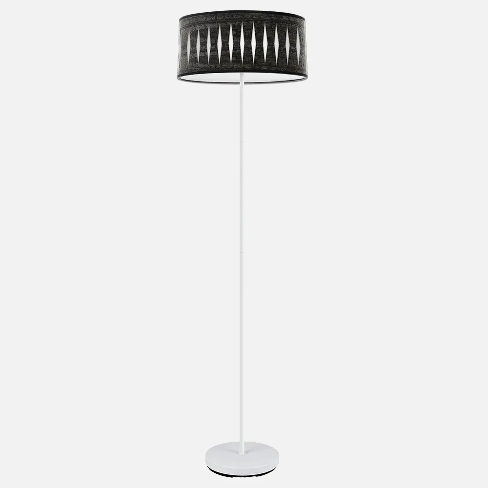 Pie Salon Piron 1xe27 Blanco/madera Negra 165x40x40 Cm
