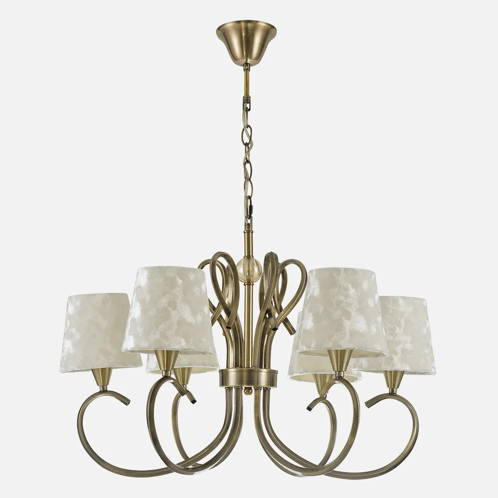 Lampara Cancun 6xe14 Cuero Pantalla Beis 98x62x62 Cm