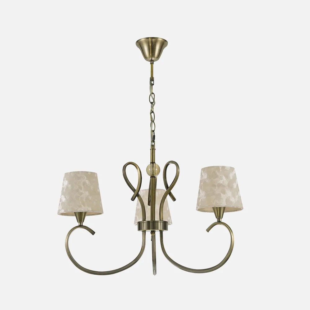 Lampara Cancun 3xe14 Cuero Pantalla Beis 98x54x54 Cm