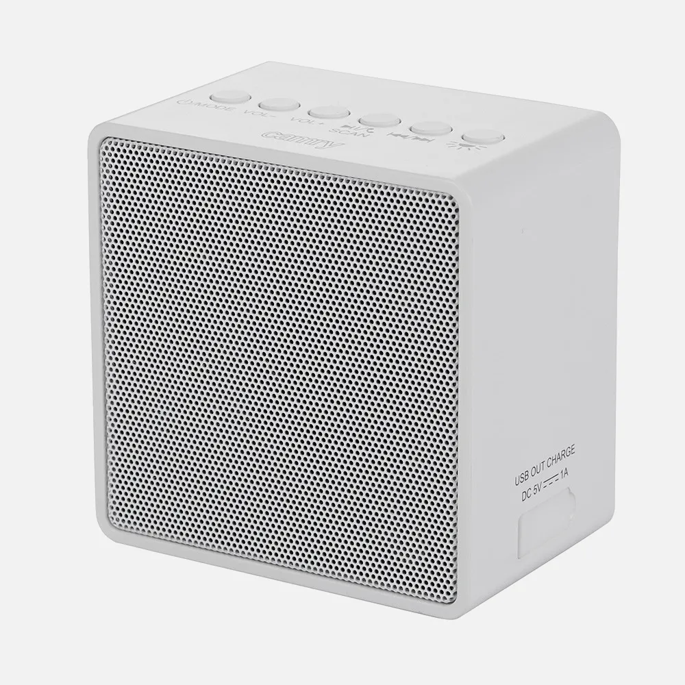 Radio Bluetooth Compacta Fm Altavoz Y Retroiluminacion C/cargador Usb 7,5x7,5x10 Cm