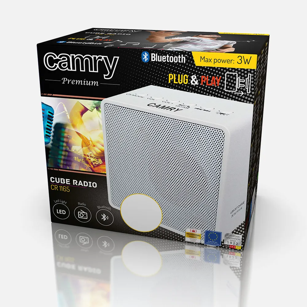 Radio Bluetooth Compacta Fm Altavoz Y Retroiluminacion C/cargador Usb 7,5x7,5x10 Cm