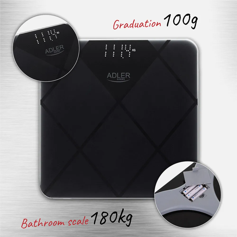 Bascula Baño Elect..max 180kg Alta Precision Antideslizante, Apagado Automatico, Pantalla Led Grande 2,5x30x30 Cm