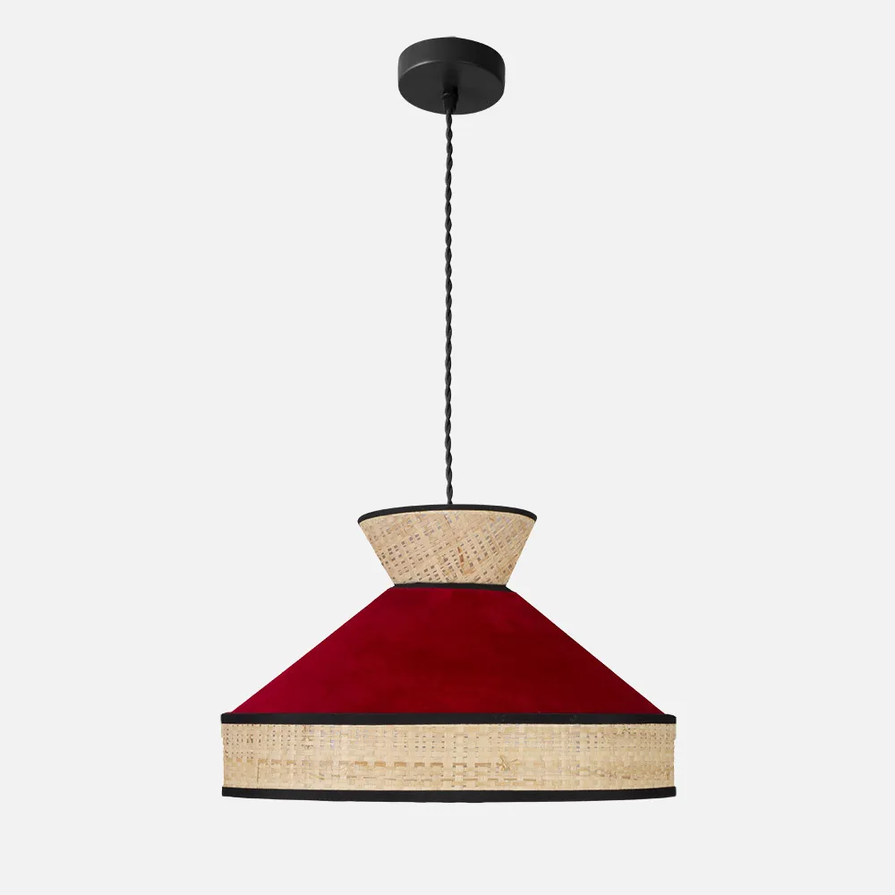 179994007 - Colgante Fabrizio 1xe27 Natural/rojo Regx40x40 Cm
