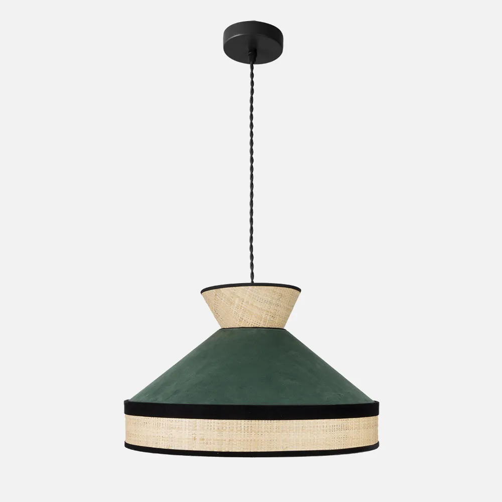 179994006 - Colgante Fabrizio 1xe27 Natural/verde Bote Regx40x40 Cm
