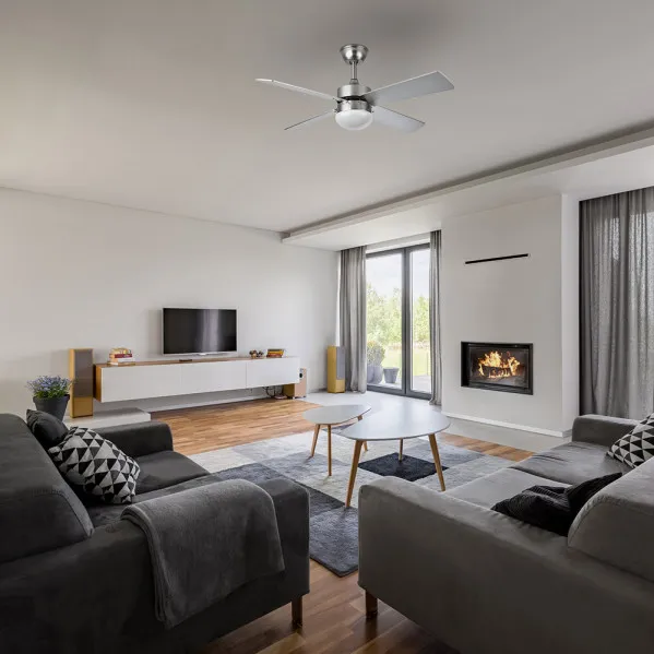 Fan Dc Sofia 2xe27 Nickel 4 Blades Rev.Beech/Silver 40x107d/Earthquake Timer