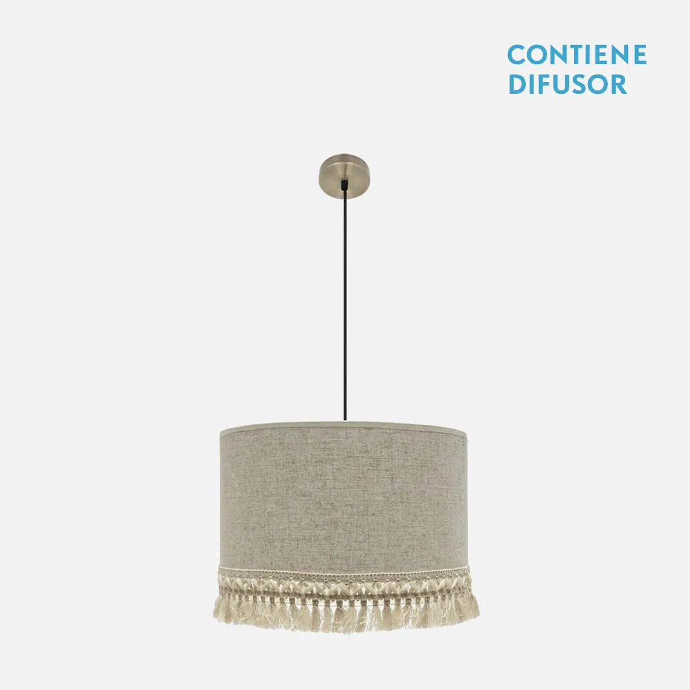Colgante Vera 3xe27 Cuero/beis  Regx60x60 Cm