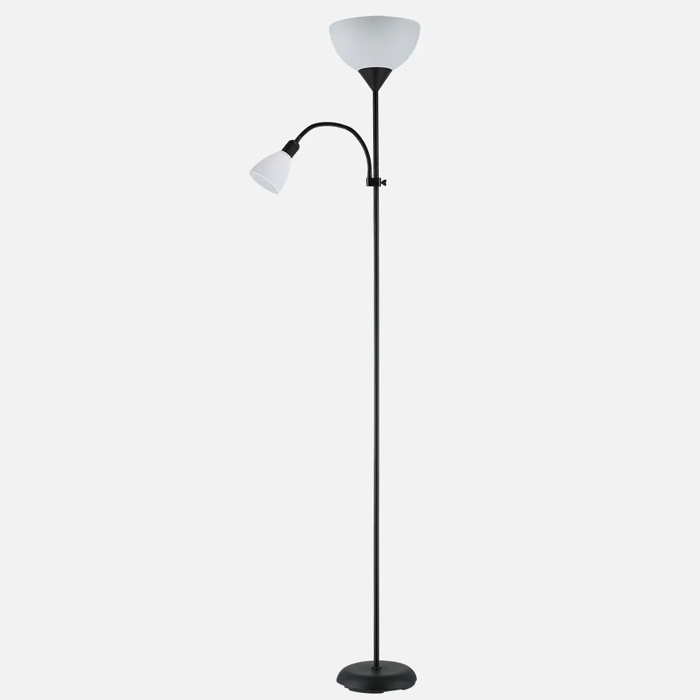 Pie De Salon Rigel 1xe27+1xe14 C/lector Negro 180x34x25,5 Cm