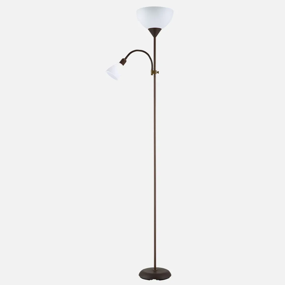 Pie De Salon Rigel 1xe27+1xe14 C/lector Marron 180x34x25,5 Cm