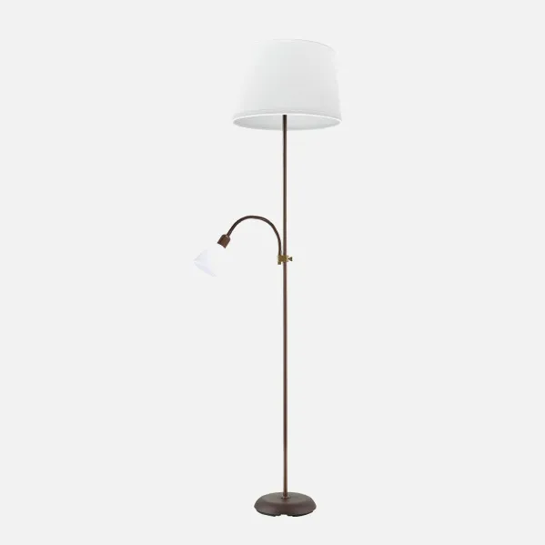 Brown Rilon 1xe27+1xe14 C/reader Brown  Lampshade White 175,5x40x40 Cm