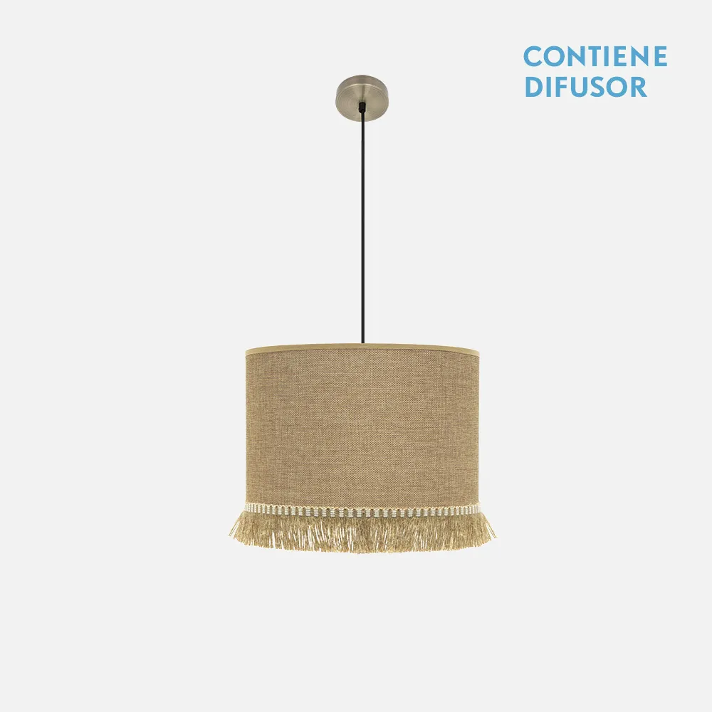 Colgante Sibila 3xe27 Cuero/arena  Regx60x60 Cm
