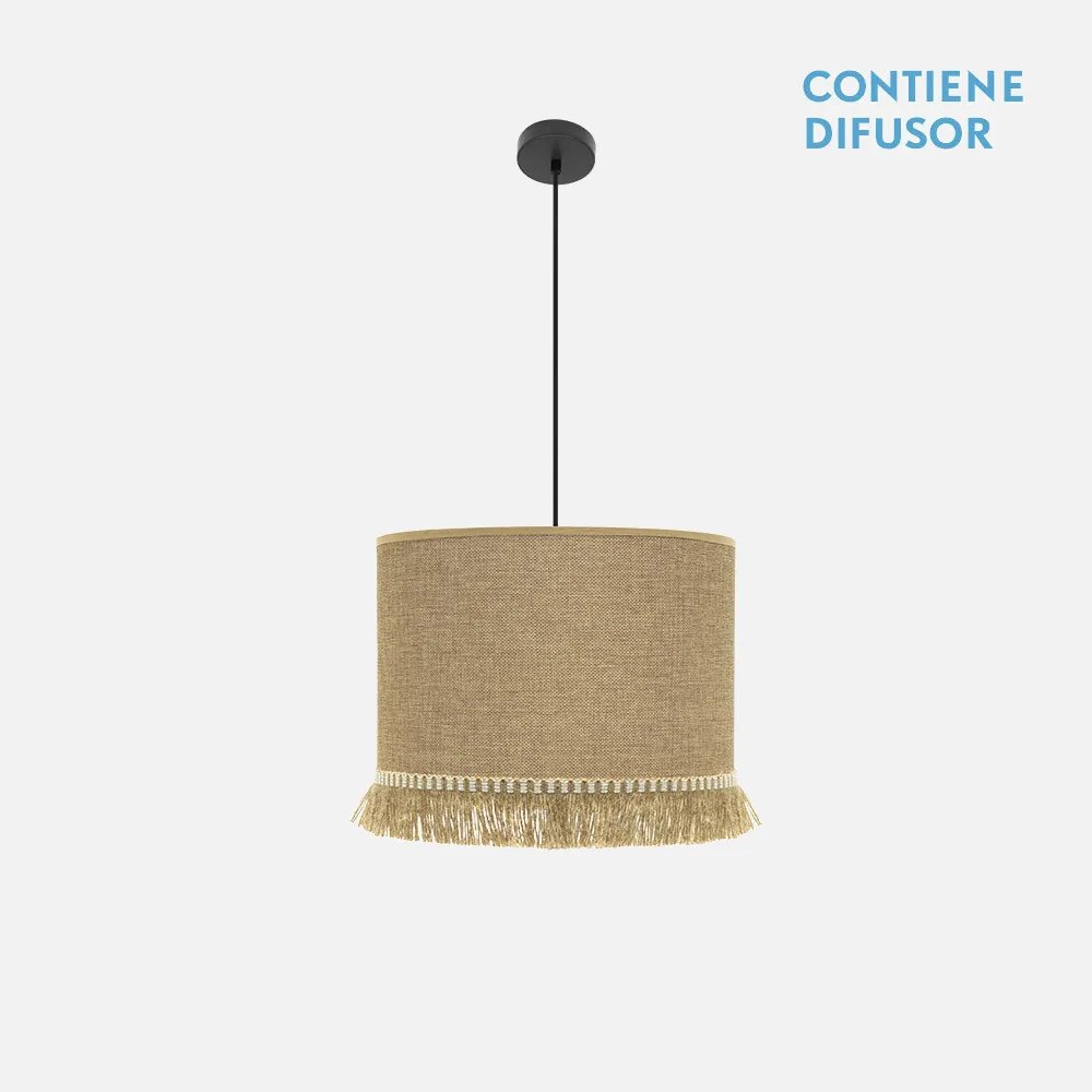Colgante Sibila 3xe27 Negro/arena  Regx60x60 Cm