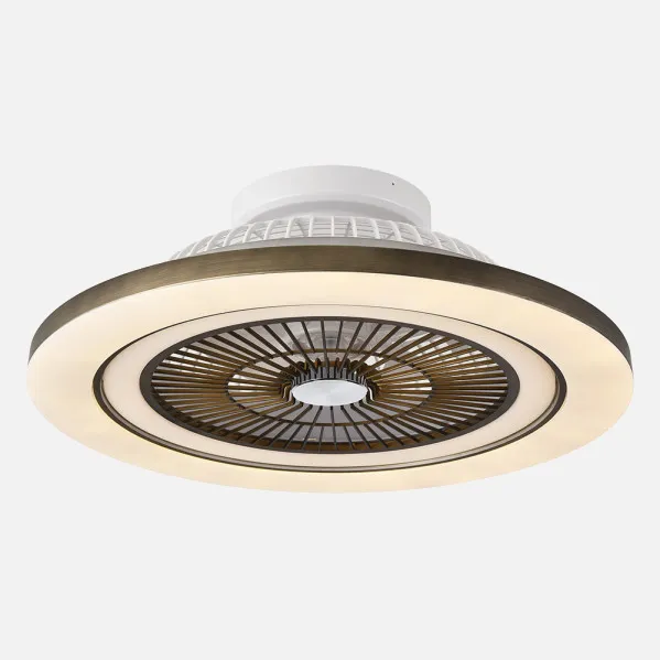 Ventilador 72w Dc Mato Cuero 5Aspas Transp. 22x58x58cm 6 Vel. 3 Colores C/remoto,memoria,temporiz Y Reg.Intensidad 6120lm