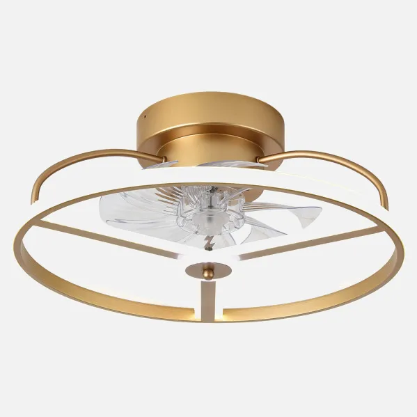 Ventilador 60w Dc Bora Dorado 8 Aspas Transp.21x50x50cm 6 Vel. 3 Colores C/remoto, Memoria, Temporizador Y Reg.Intensidad 5100lm